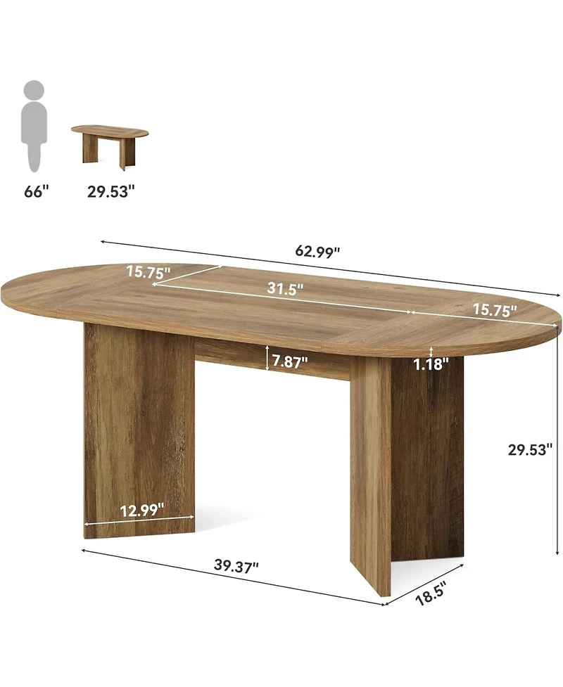 Tribesigns 63" Oval Farmhouse Dining Table for 4-6, Mdf Kitchen Table