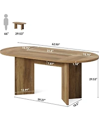 Tribesigns 63" Oval Farmhouse Dining Table for 4-6, Mdf Kitchen Table