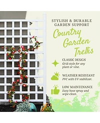 Dura-Trel Country Garden 35 x 66 Inch Vinyl Outdoor Garden Patio Trellis, White