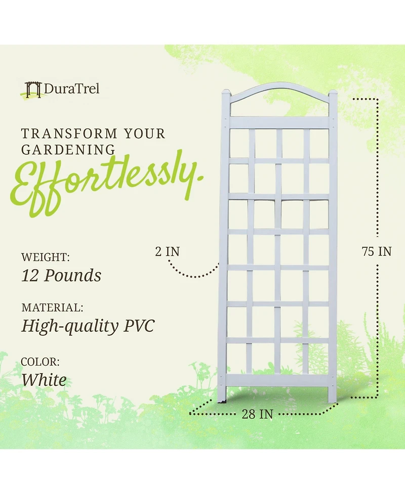 Dura-Trel Cambridge 28 x 75 Inch Pvc Vinyl Outdoor Garden Patio Trellis, White
