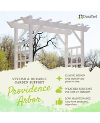 Dura-Trel Inc Dura-Trel Providence Arbor 64" x 85" Pvc Outdoor Garden Arch Trellis, White