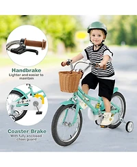 Sugift 16 Inch Kids Bike Bicycle with Training Wheels and 2 Brake System Ages 4-7 Years Old