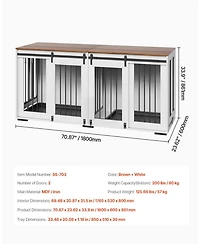 Cozito 72" Double Dog Crate Furniture with Sliding Doors, White