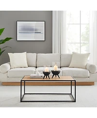 Danya B Molta Black Metal Bold Pedestal and Glass Pillar Votive Candle Holder