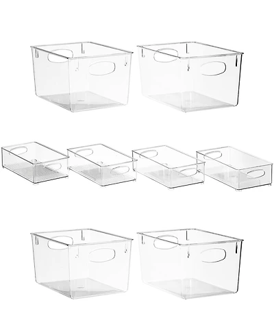 Sorbus 8 Piece Clear Plastic Storage Bins - for Kitchen, Fridge, Cabinet, Pantry Organization and Storage