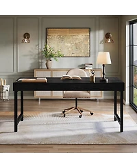 Tribesigns 55" Industrial Executive Desk, Rustic Simple Computer Laptop Desk, Study Writing Table Business Workstation