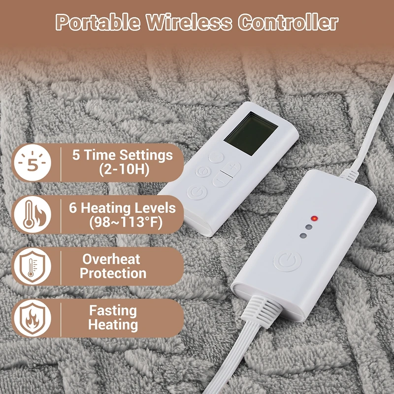 gaomon King Size Tufted Electric Heated Comforter Blanket with Wireless 2-Zone Controller 104" x 90"