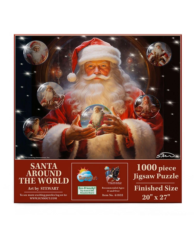 SunsOut Santa Around the World 1000 piece Jigsaw Puzzle for Adults