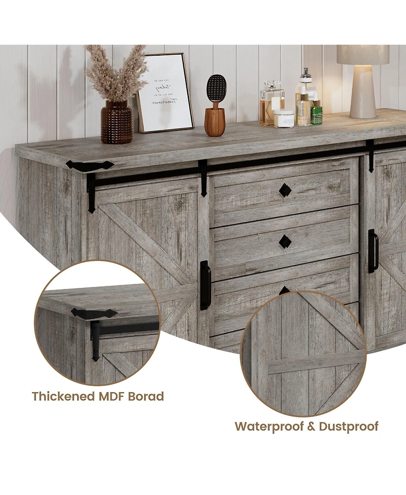 Gaomon Tv Stands for Bedroom, Farmhouse Entertainment Center with Sliding Barn Doors