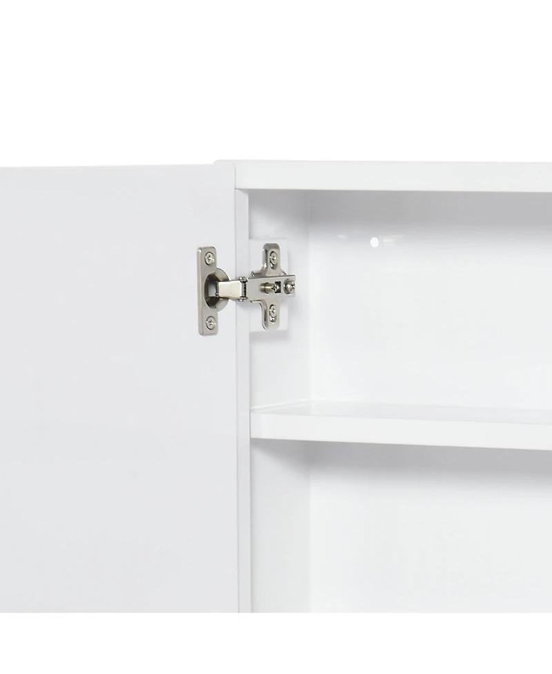 kleankin 2 Door Floating Restroom Bathroom Vanity Mirror W/3-Tier Storage Shelves 24"x22"