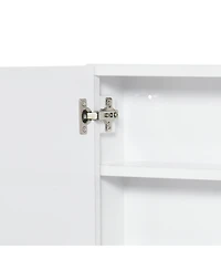 kleankin 2 Door Floating Restroom Bathroom Vanity Mirror W/3-Tier Storage Shelves 24"x22"