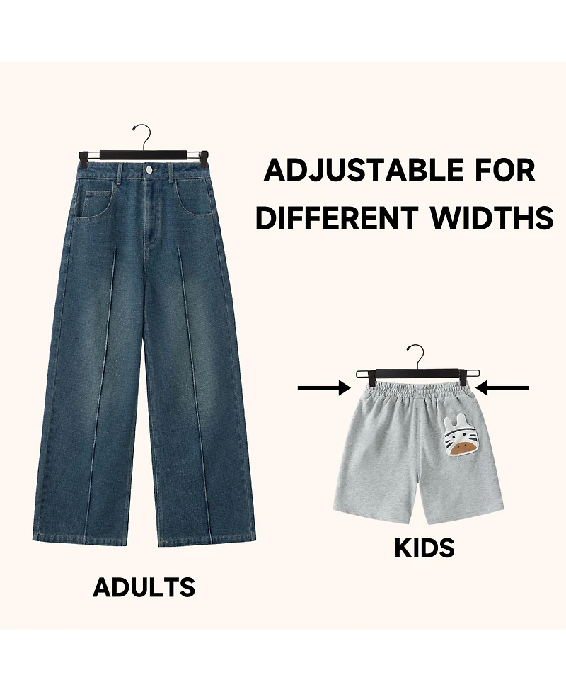 BP4U -Pack Premium Wooden Pants Hangers with Adjustable Clip, Heavy Duty Solid Wood Skirt Bottom for Trousers, Dress Slacks, Dresses