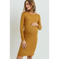Hello Miz Maternity Ribbed Knit Long Sleeve Dress