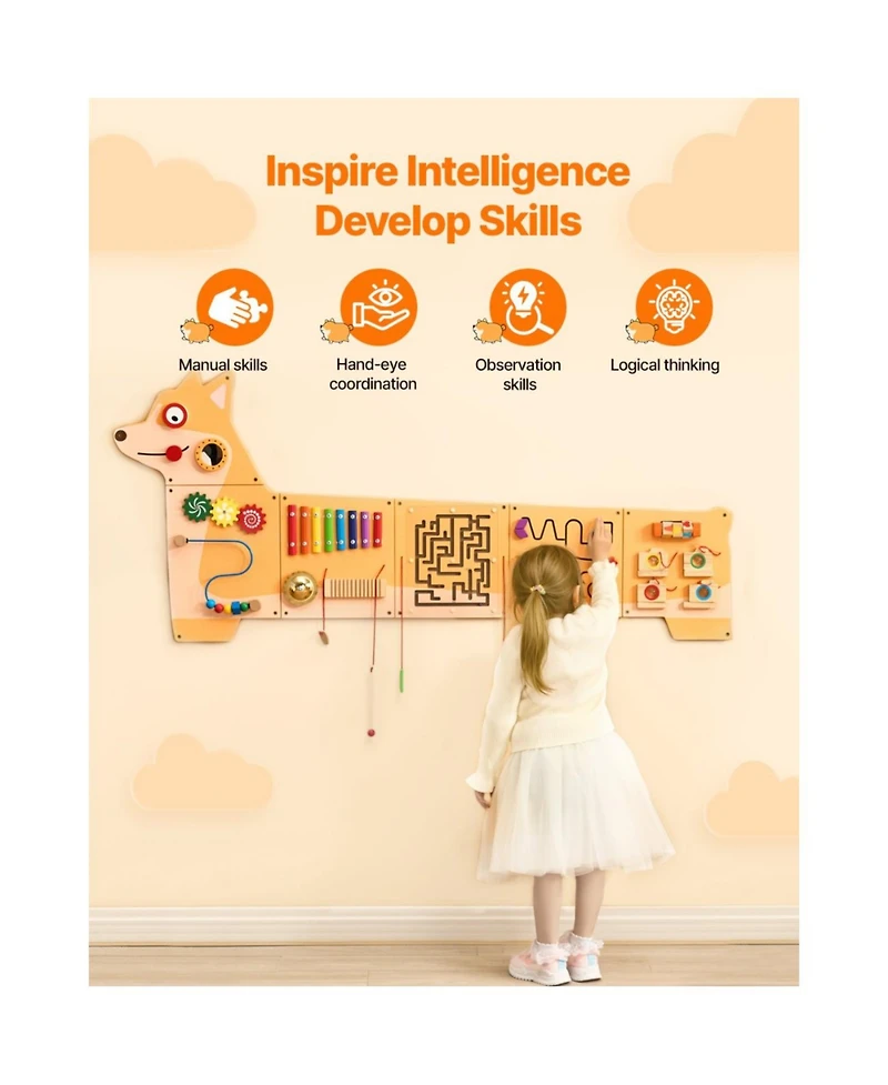 Slickblue Puppy Activity Wall Busy Board Panels, 12 Activities, Montessori Sensory Wall Toy for Kids 3-12 Years