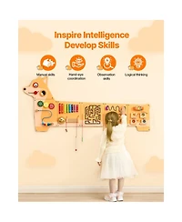 Slickblue Puppy Activity Wall Busy Board Panels, 12 Activities, Montessori Sensory Wall Toy for Kids 3-12 Years