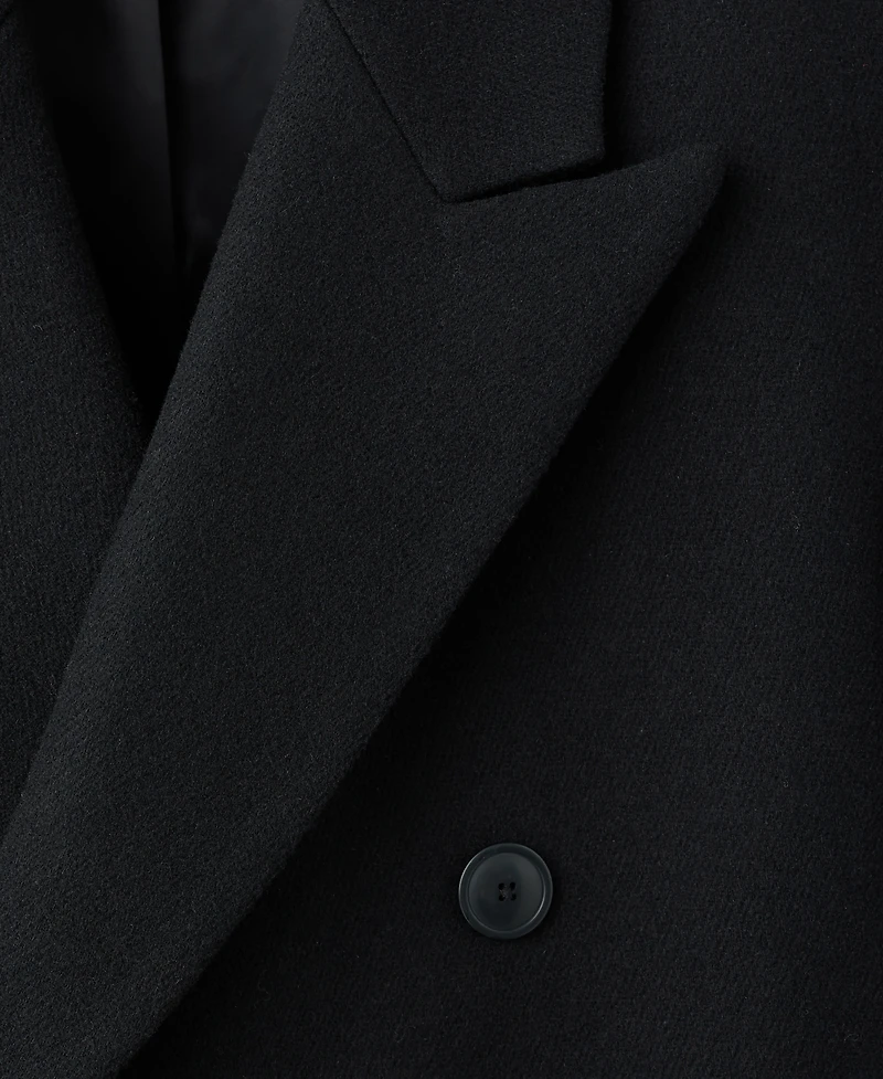 Mango Men's Long Double-Breasted Wool Coat