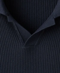 Mango Men's Cotton-Blend Ribbed Polo Sweater