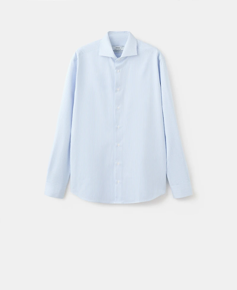 Mango Men's Striped-Print Slim-Fit Dress Shirt