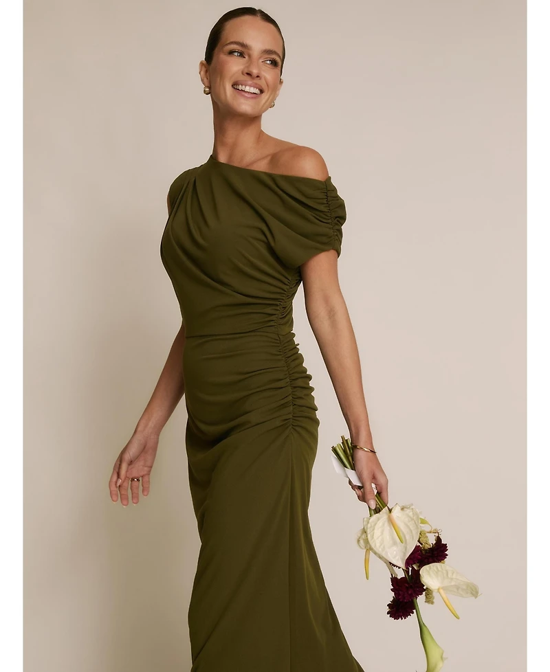 Six Stories Women's Slash Neck Draped Bridesmaid Dress
