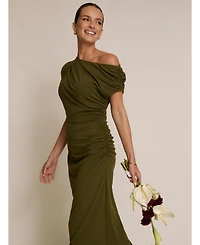 Six Stories Women's Slash Neck Draped Bridesmaid Dress