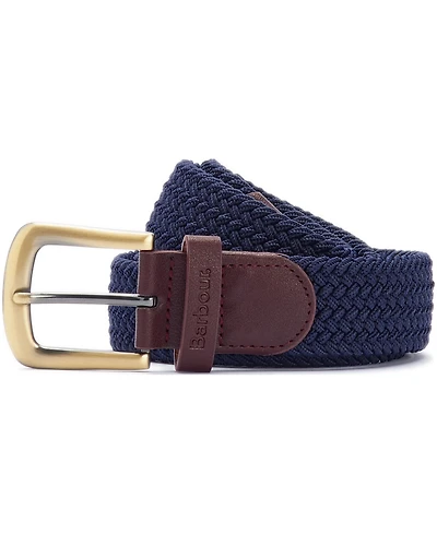 Barbour Men's Stretch Webbing Belt with Faux-Leather Trim