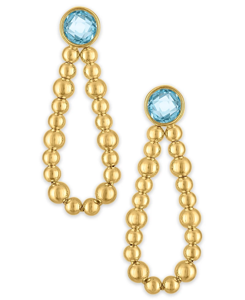 Macy's Amethyst (4 ct. t.w.) Beaded Loop Drop Earrings 14k Gold Over Sterling Silver (Also Available Sky Blue Topaz)