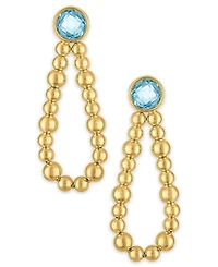 Macy's Amethyst (4 ct. t.w.) Beaded Loop Drop Earrings 14k Gold Over Sterling Silver (Also Available Sky Blue Topaz)