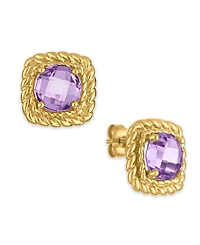 Macy's Pink Amethyst (3 ct. t.w.) Braided Stud Earrings in 14k Gold Over Sterling Silver