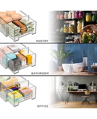 Sorbus 6 Pack Medium Clear Stackable Refrigerator Drawers with Handle - for Kitchen, Freezer & More