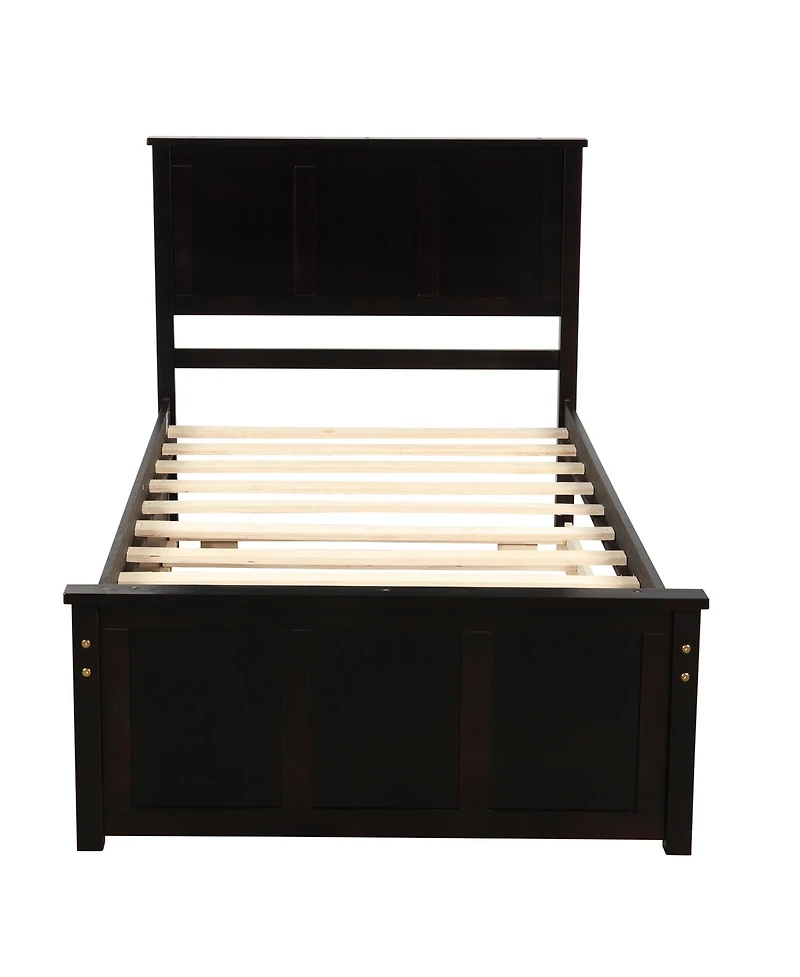 Boyel Living Full Wood Platform Bed with House-shaped Storage Headboard and 2 Drawers