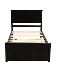 Boyel Living Full Wood Platform Bed with House-shaped Storage Headboard and 2 Drawers