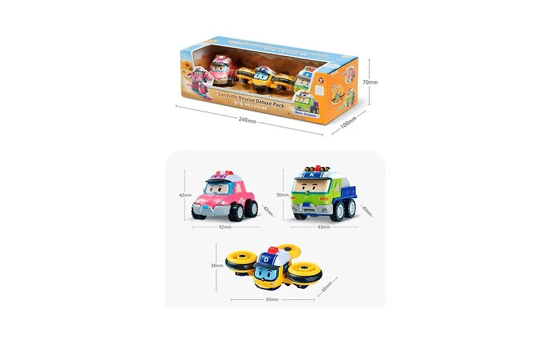 Robocar Poli Die-Cast Rescue Vehicle Set (Droney, Sandy, Keaton) | Perfect Birthday Toy Car Gift for Kids' Role Play & Learning