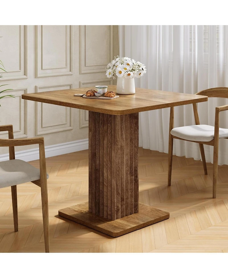 Tribesigns Small Dining Table for 2-4, 35.4" x 31.5" Kitchen Table with Fluted Base, Modern Farmhouse Dinner Table