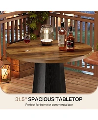 Tribesigns Round Bar Pub Table, 39.4" H Bistro Cocktail Table with Metal Footrest for Drinking & Gathering, Brown & Black