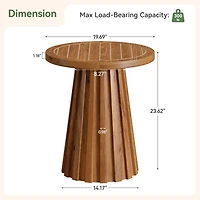 Tribesigns Round Side Table, Solid Wood End Table with Fluted Base, Modern Rustic Night Stand for Living Room, Bedroom, Small Space