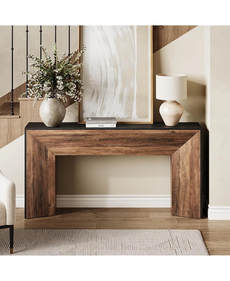 Tribesigns Console Table for Entryway, 63 Inches Extra Long Black Wooden Sofa Table for Living Room, Modern Hallway Foyer Table