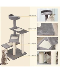 Aostirmotor 4-Step Multi-Level Carpeted Cat Tree with Scratching Post Pet Stairs
