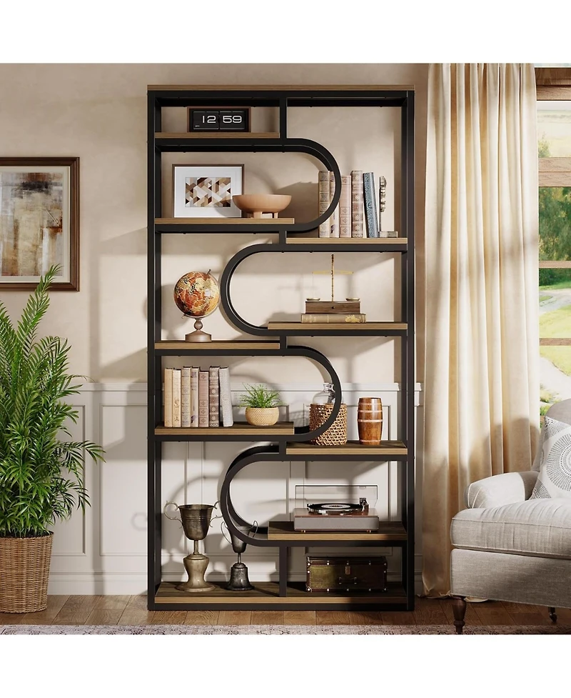 Tribesigns 5-Tier Industrial Bookshelf, 71-inch Tall Etagere Bookcase with Heavy-Duty Metal Frame
