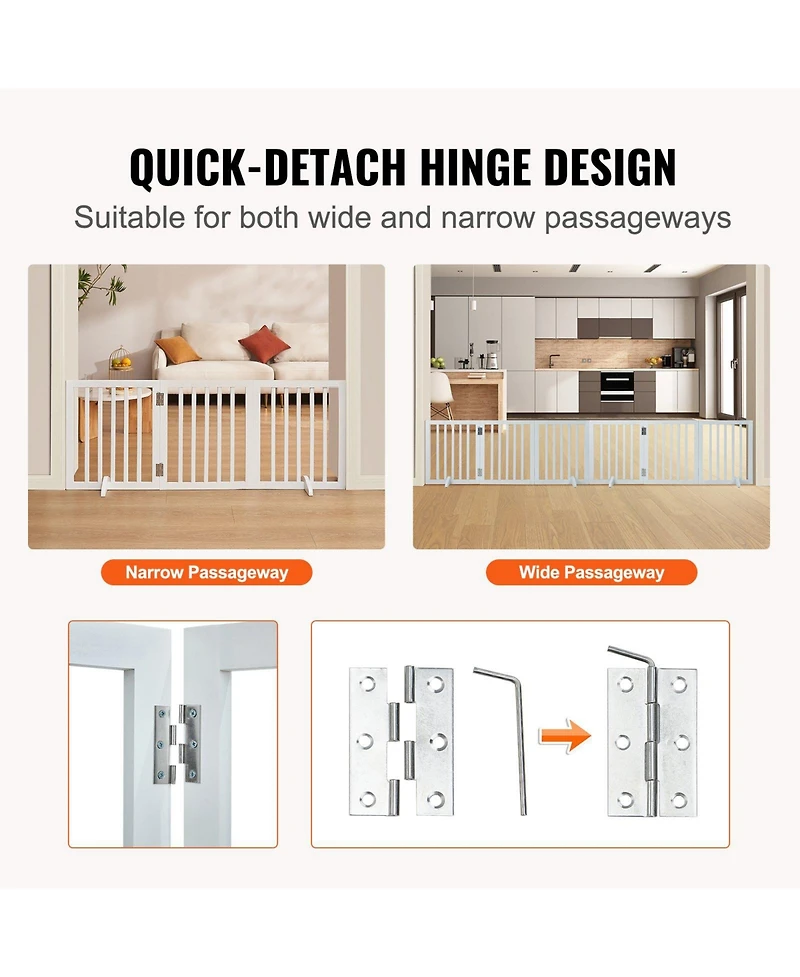 Cozito 3-Panel Foldable Freestanding Pet Gate, 60" W x 24" H, White