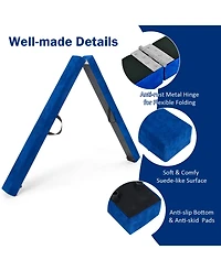 Sugift 7 Feet Folding Portable Floor Balance Beam with Handles for Gymnasts-Blue