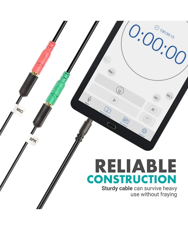 Movo TCB1 3.5mm Trs (Female) Microphone to Trrs (Male) Smartphone Adapter