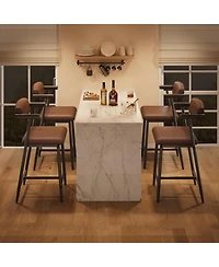 gaomon Bar Stools Set of 2, 26.5 in Upholstered Counter Height Bar Stools for 2 with Armrest, Wider Thickened Cushion, Bar Chairs with Backrest, Brown