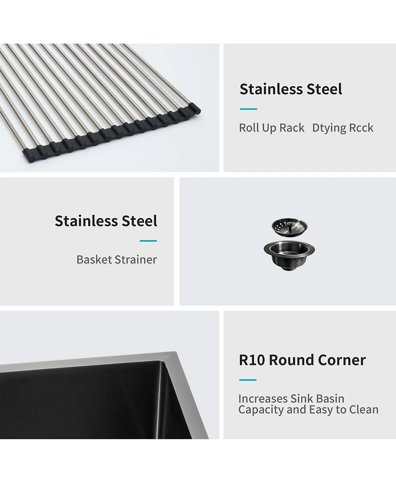 flynama 36x21x10inch Gunmetal Black Farmhouse Kitchen Sink Stainless Steel Apron Front 16 Gauge