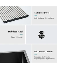 flynama 36x21x10inch Gunmetal Black Farmhouse Kitchen Sink Stainless Steel Apron Front 16 Gauge