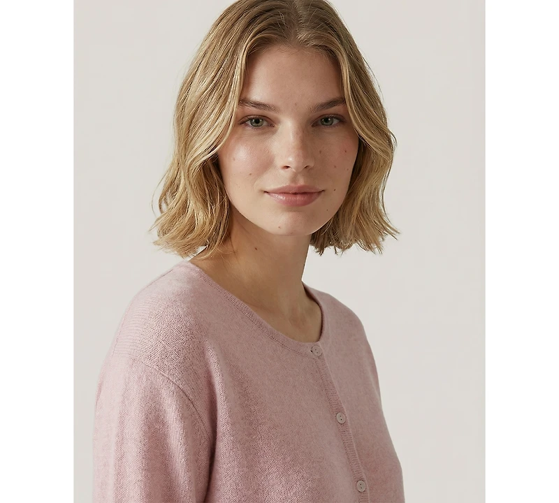 Naadam Women's Round Neck Long-Sleeve Cardigan