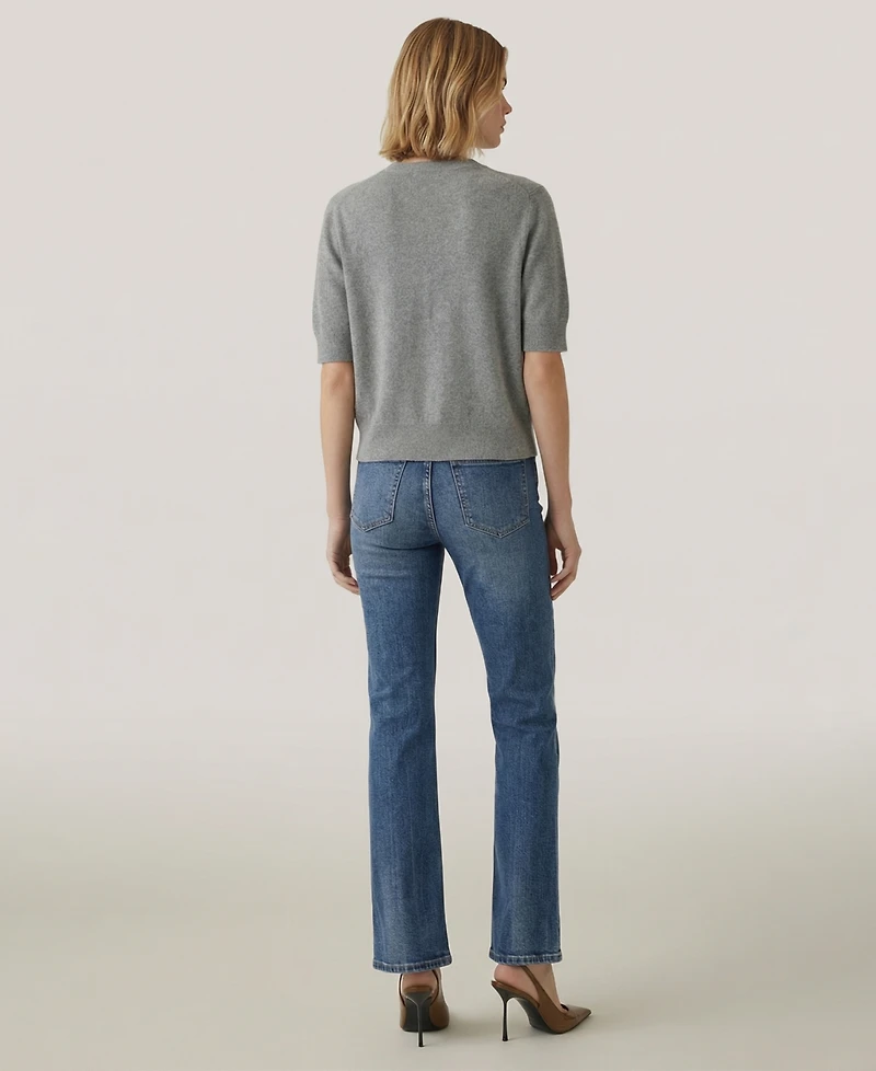 Naadam Women's Striped V-Neck Button-Front Cardigan