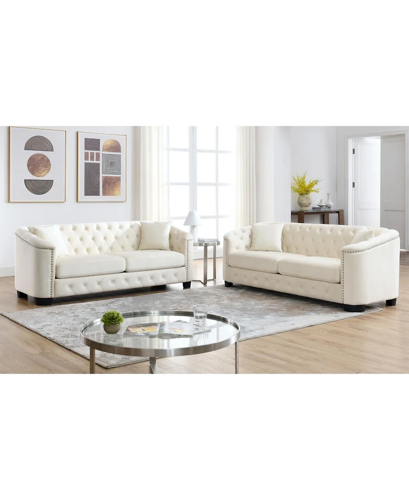 Streamdale Furniture 3-seater + 3-seater Combination sofa.Velvet beige
