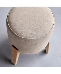 Tikamoon Drum solid Oak and Linen Stool, 1 seat