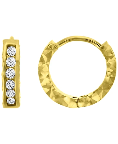Macy's Cubic Zirconia Snap Bar Huggie Hoop Earrings
