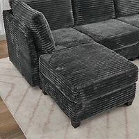 Streamdale Furniture Corduroy Sectional Sofa with Ottoman & Storage
